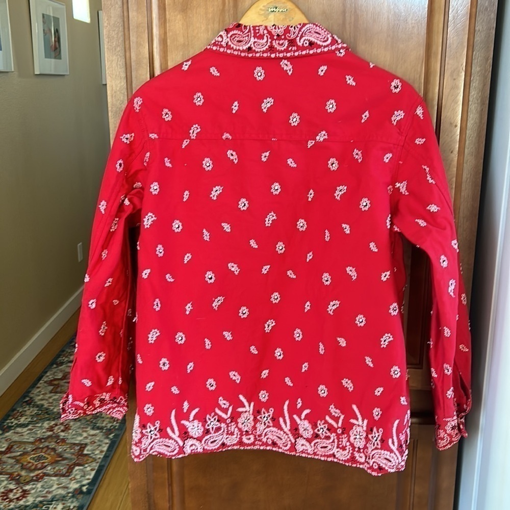 The Quacker Factory Western Vintage Red Bandanna Print Jacket Cowgirl Rockabilly - Picture 5 of 7